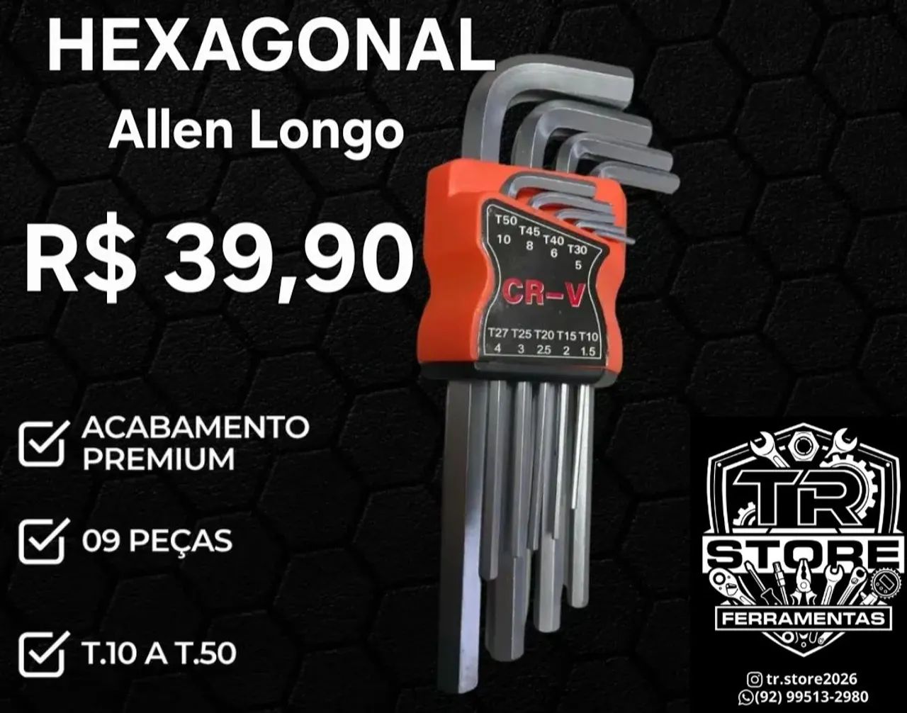 JOGO CHAVE ALLEN HEXAGONAL
