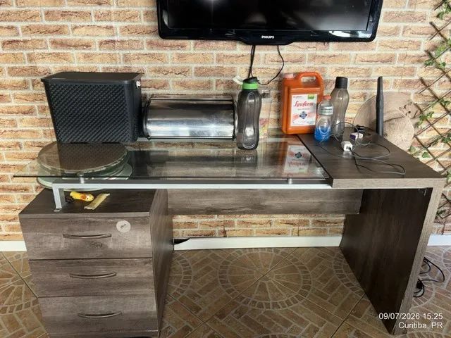 3 Escrivaninhas MDF, Metal e Vidro lindíssima - Foto 4