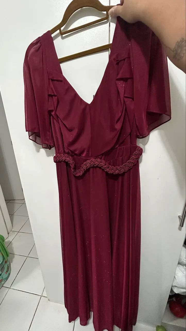 Vestido festa vinho com brilho  - Foto 2