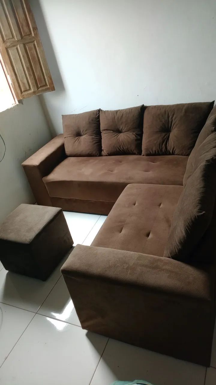 Sofá de canto com puff NOVO