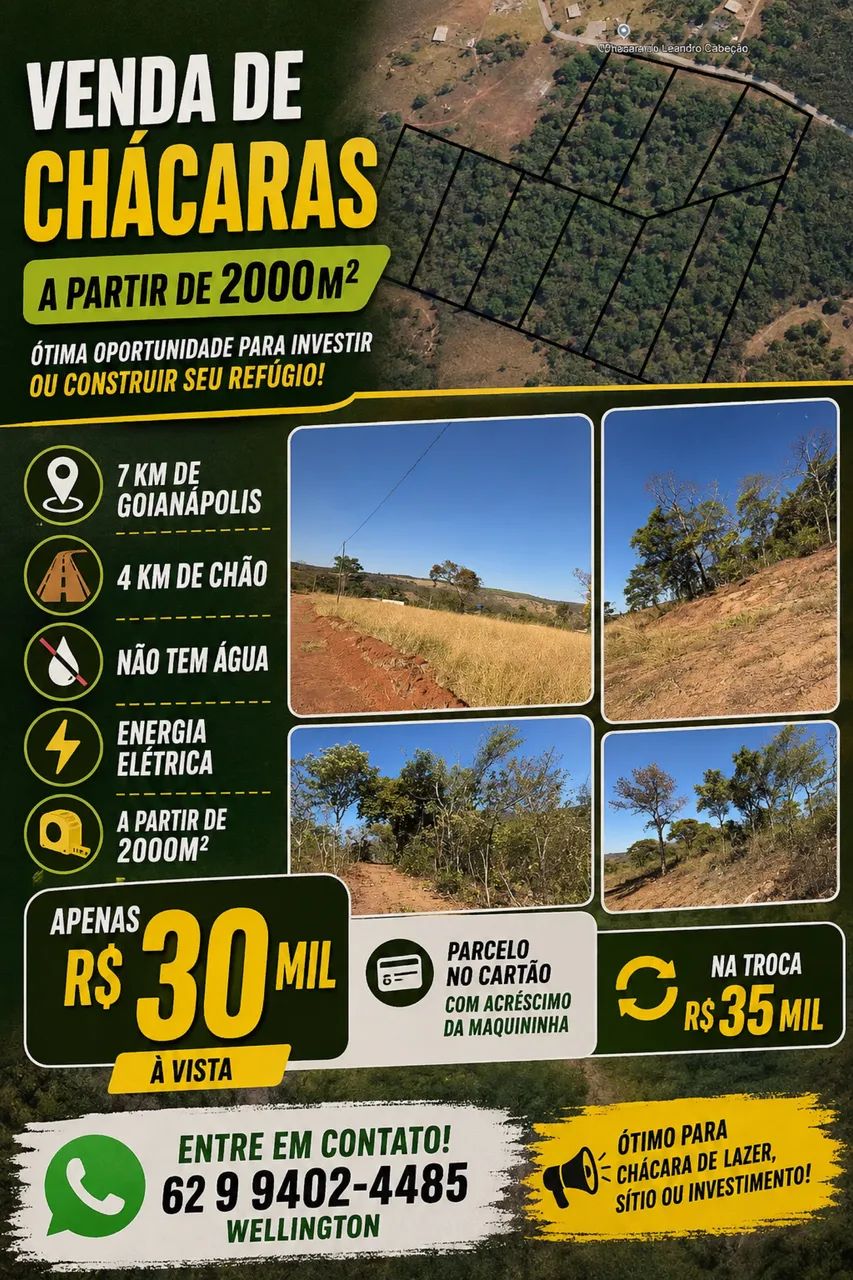 Chácara 2000 mts , R$30 000