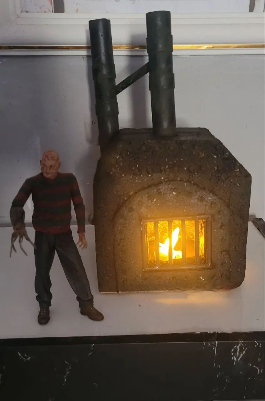 Fornalha freddy krueger diorama cenário filme terror