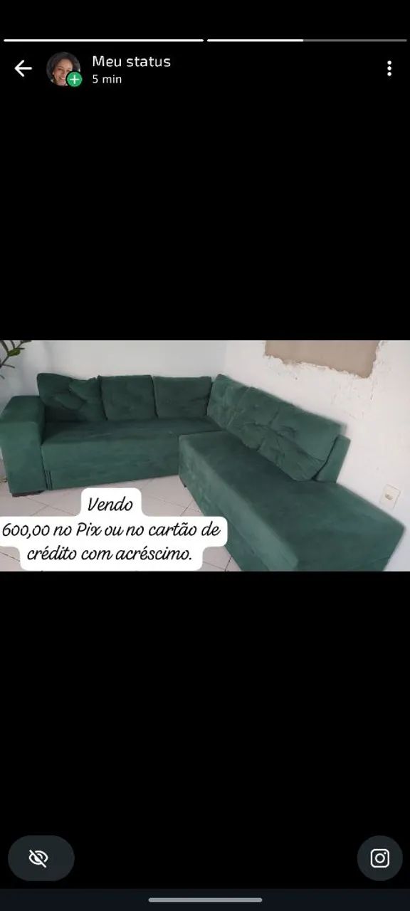 Sofá de canto, cor verde, almofadas presas. - Foto 2