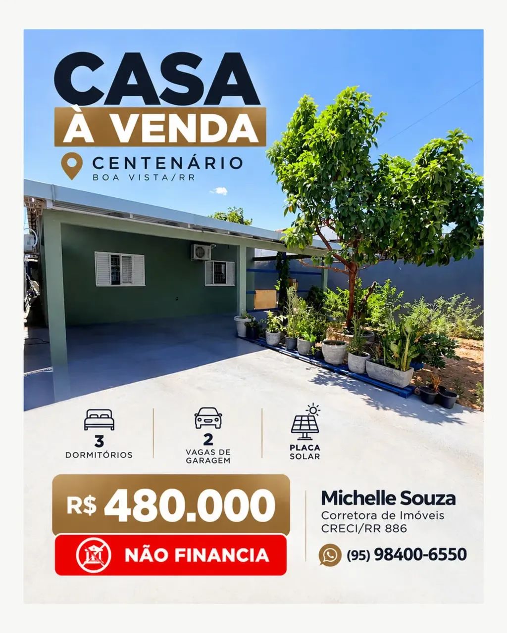 CASA COM 3 DORMITORIOS E PLACA SOLAR
