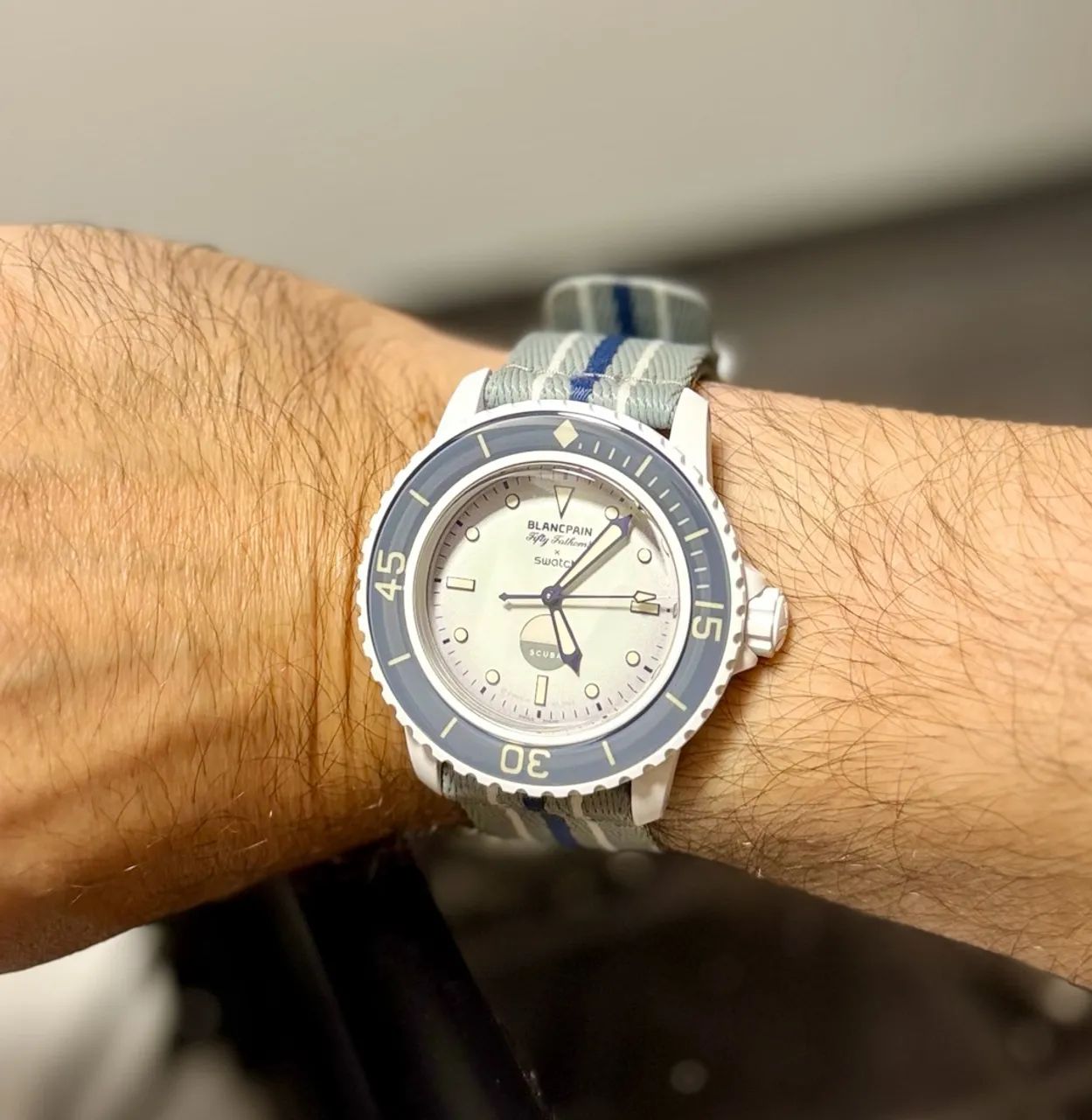 Relógio Swatch x Blancpain Scuba Fifty Fathoms Antarctic Ocean