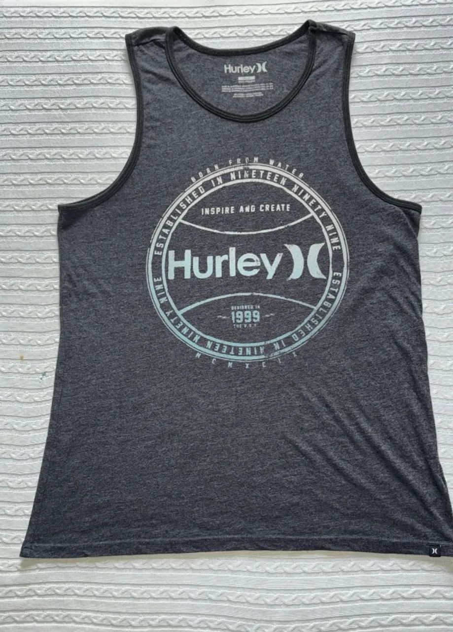 regata masculina cinza com mescla Hurley