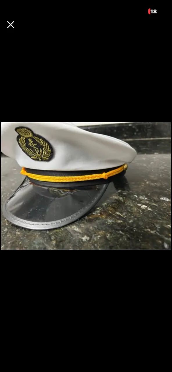 Quepe Capitão da Marinha Adereço para Festas e Eventos 28x25cm