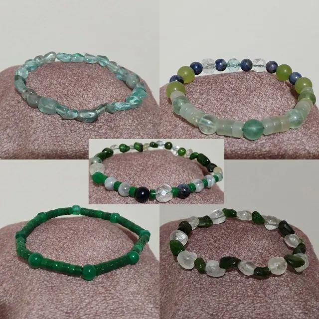 Conjunto 5 pulseiras pedras naturais