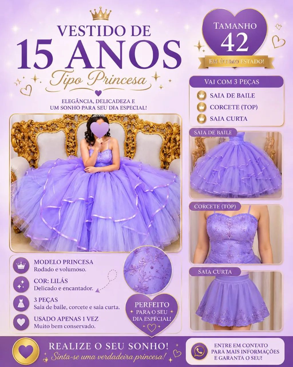 Vestido 15 anos princesa lilás 1