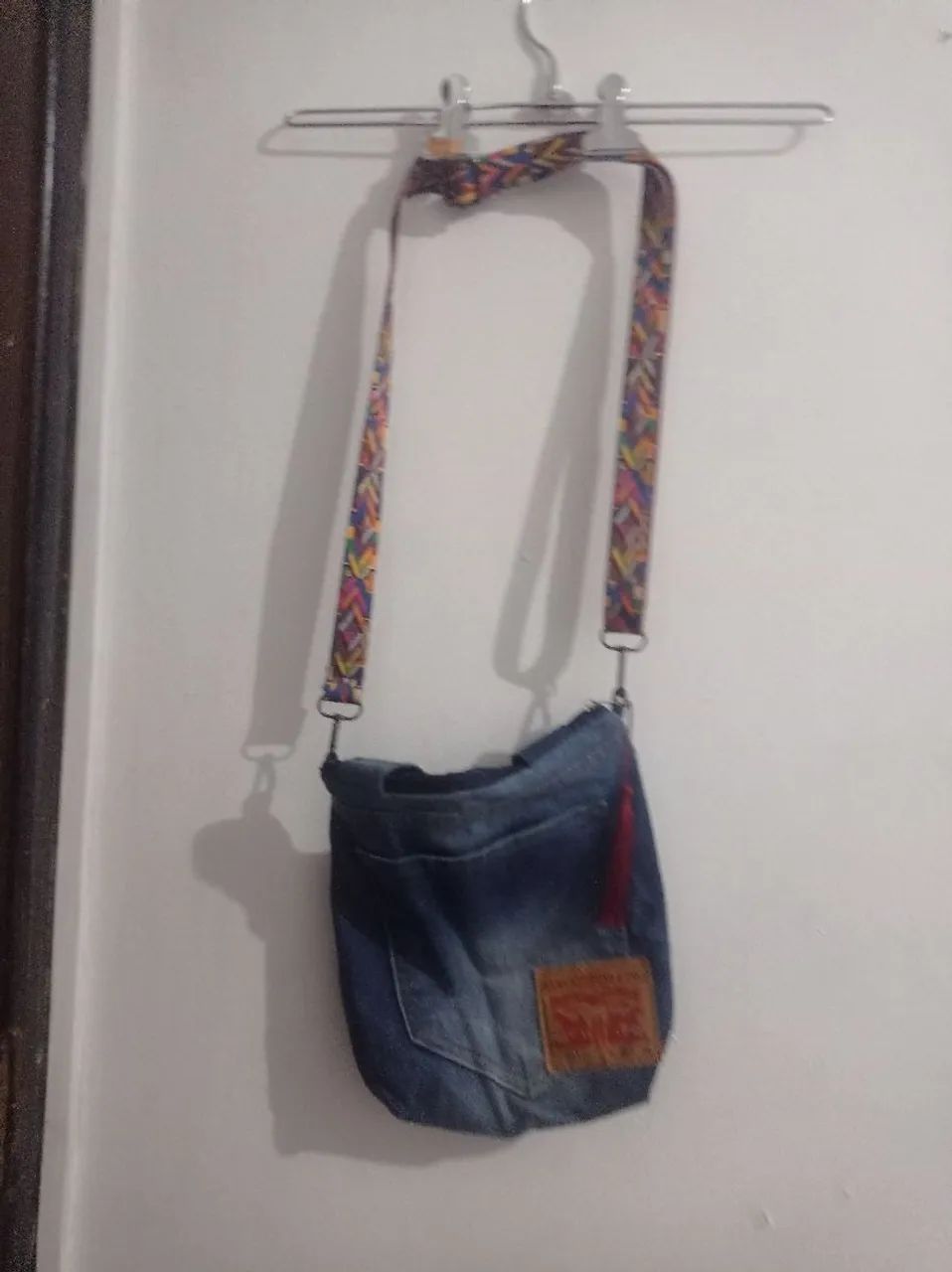 Bolsa jeans feito a mão com alça transversal e ombro  - Foto 2