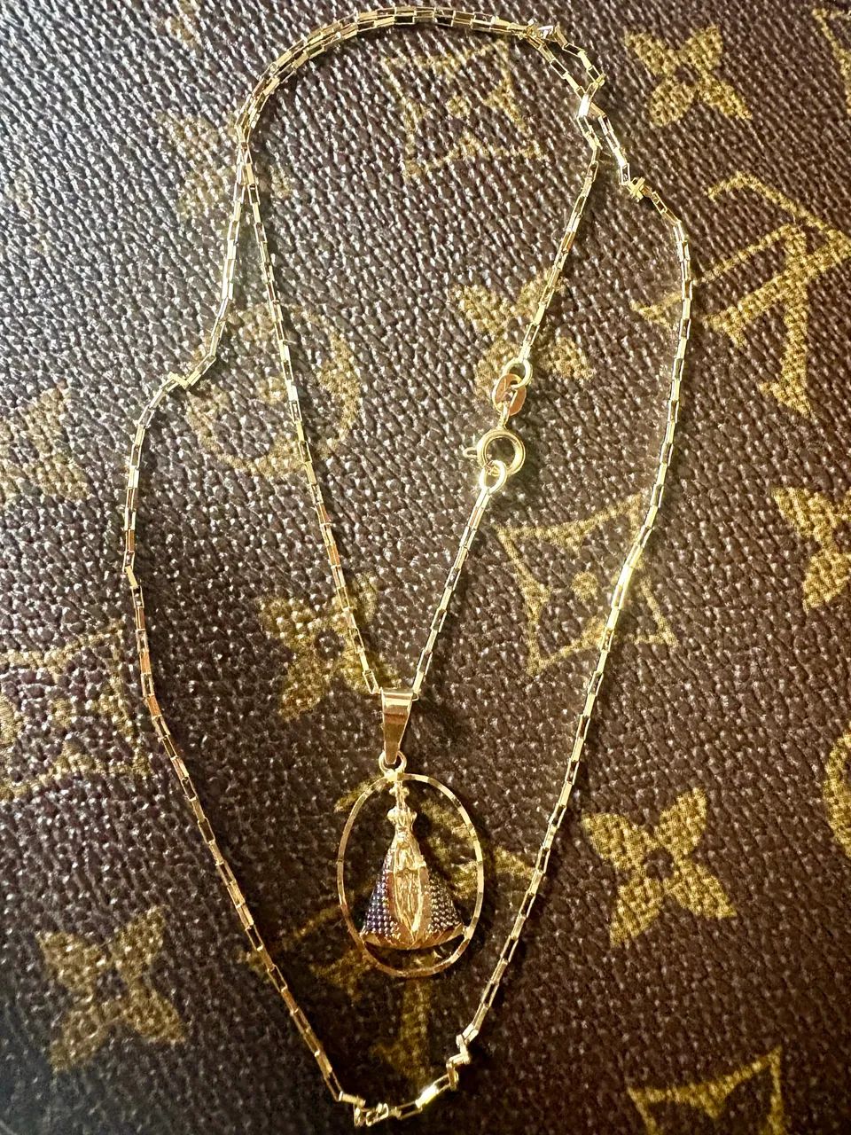 Colar ouro 18k com pingente nossa senhora aparecida 50 cm - Foto 5
