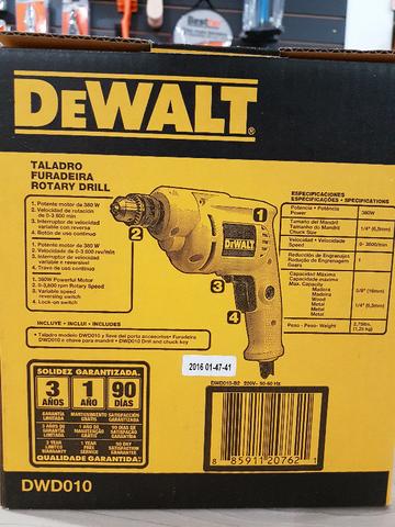Furadeira DeWalt DWD010 1/4 6,5mm 380W Vvr 0-3600 RPM 220V Amarela - Foto 5