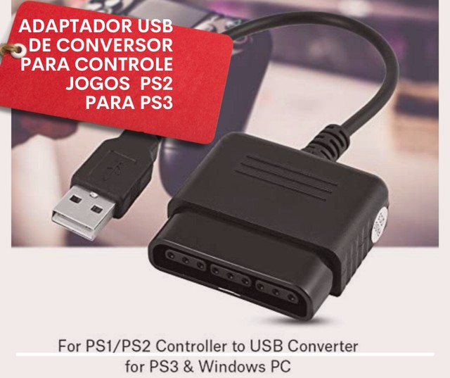 Adaptador USB de conversor para controle de jogos para PS2 para PS3. Aceitamos Cartão!