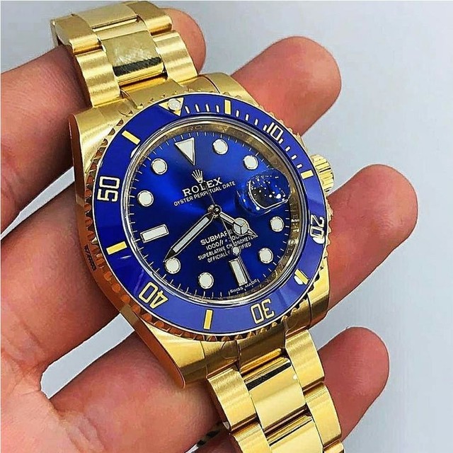 rolex submariner azul e dourado