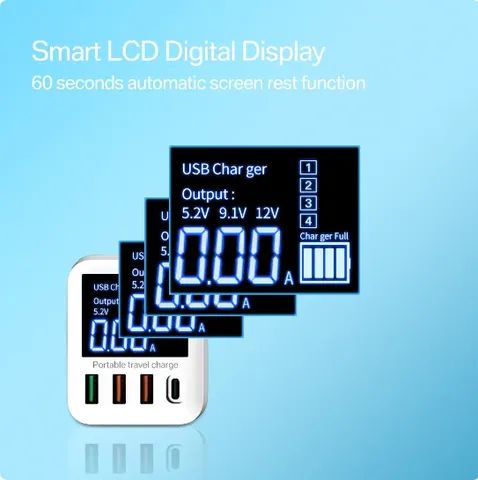 Carregador de parede com display LED, carregador rápido para iPhone 14, Huawei, Xiaomi, Sa - Foto 2