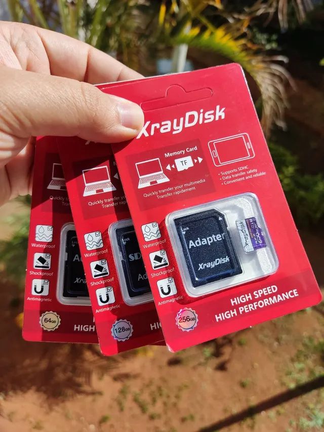 Cartão de memória 256/128GB/64GB Xraydisk/Kodak c/ adaptador classe 10 Ultra Novo