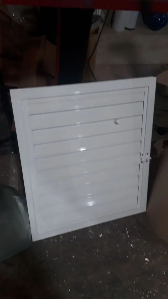 Portinhola de alumínio veneziana ventilada, sob medida, linha suprema, branca,preto fosco - Foto 3