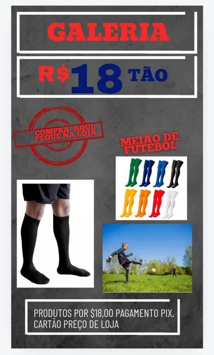Meia de Futebol -  - R$ 18,00