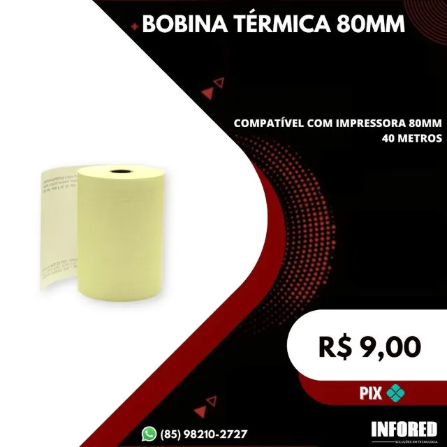 Bobina Térmica de 80mm com 40 Metros