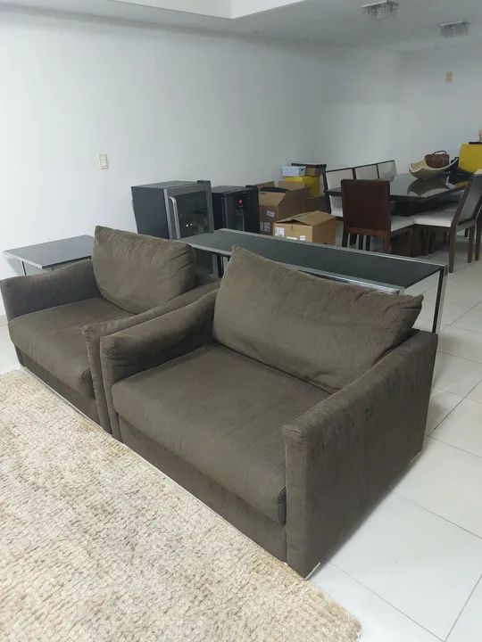 Sofá marrom chenille - Foto 2