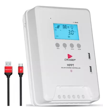 Controlador De Carga Solar Grasep D-MP40A 40a Mppt Usb 5v 12v-550w 24v-1100w Com Detecção 