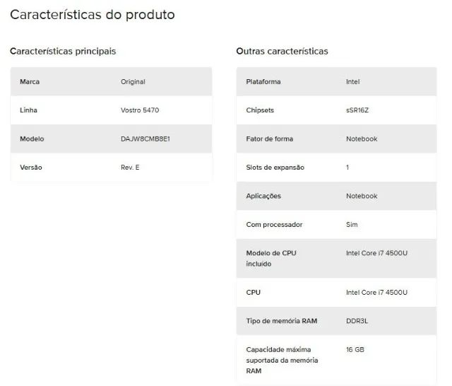 Placa Mãe, Notebook Dell Vostro 5470 Core I7 - Foto 3