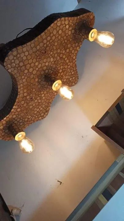 Lustre feito com cipó rústico com 3 lâmpadas - Foto 2