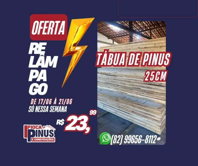 TÁBUA DE PINUS 25CM COM 3METROS