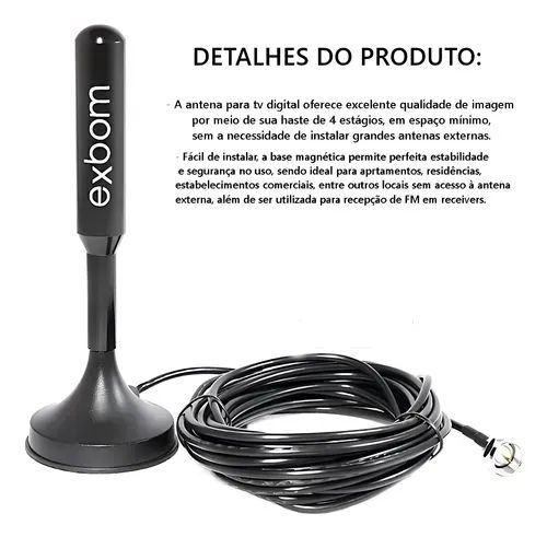 Kit Antena Tv Digital Exbom (interna/externa) Prova Agua E 5m Cabo Kit Antena Tv Digital E - Foto 3
