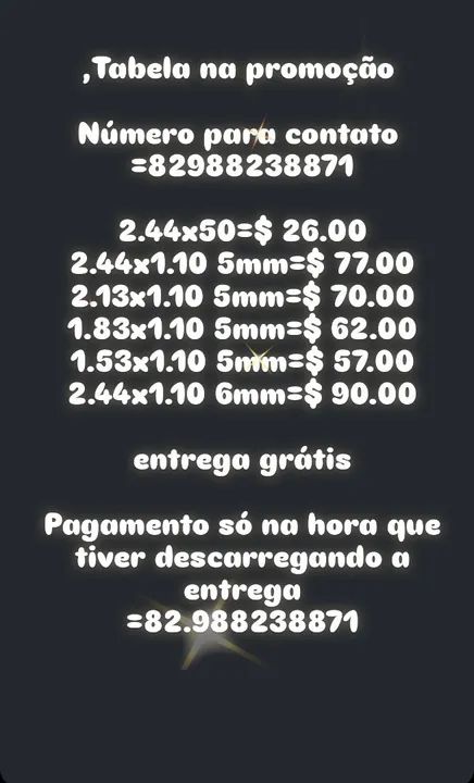 Telha fibrocimento na promoção já com a entrega grátis só ligar *71 o zap