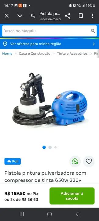 Pistola de pintura profissional + compressor - Foto 2