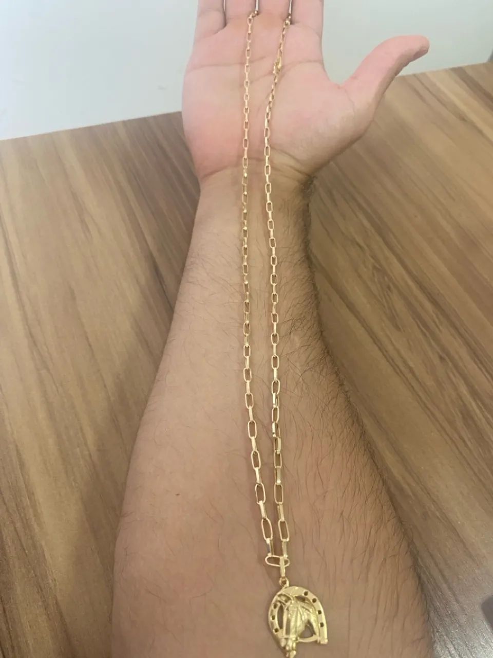 Corrente e pingente ferradura de ouro 18k