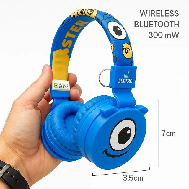 Fone de Ouvido Sem Fio Bluetooth Monstrinhos Eletromex EL-1504 - Foto 2