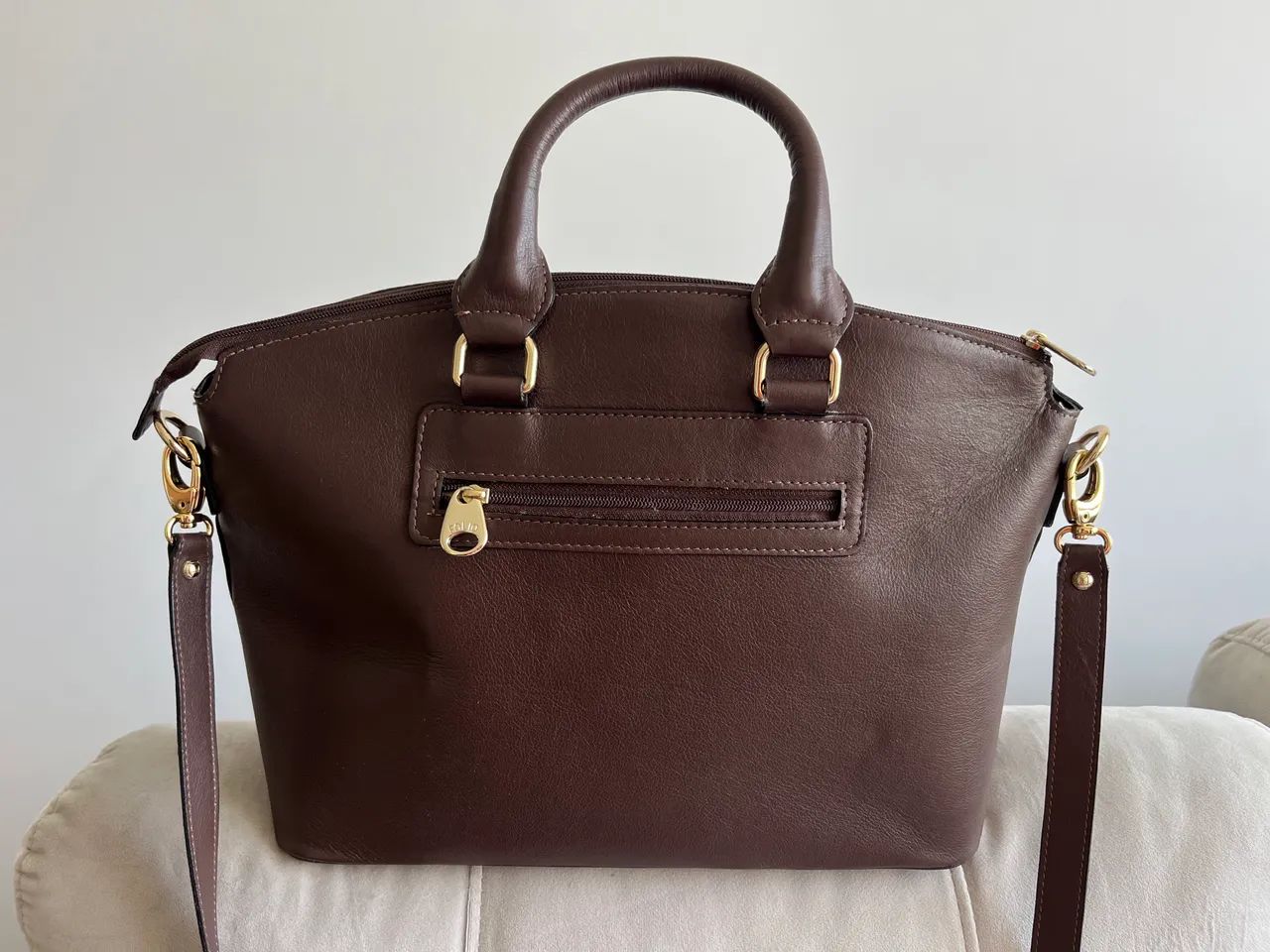 (NUNCA USADA) Bolsa de Couro Legítimo e Carteira Zíper - Foto 3