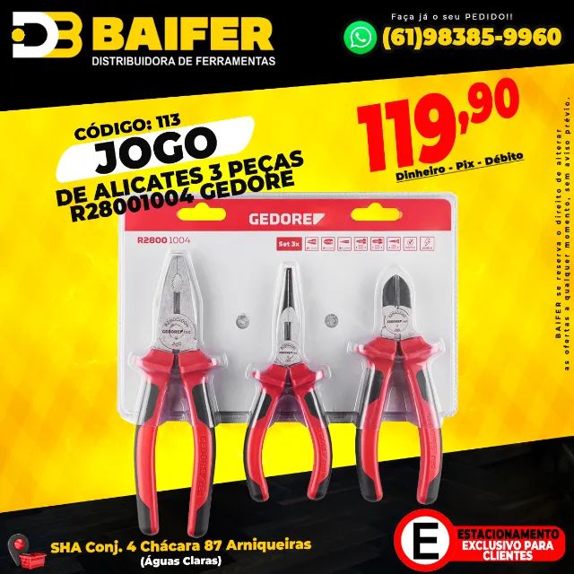 Jogo de Alicates 3 Peças R28001004 Gedore
