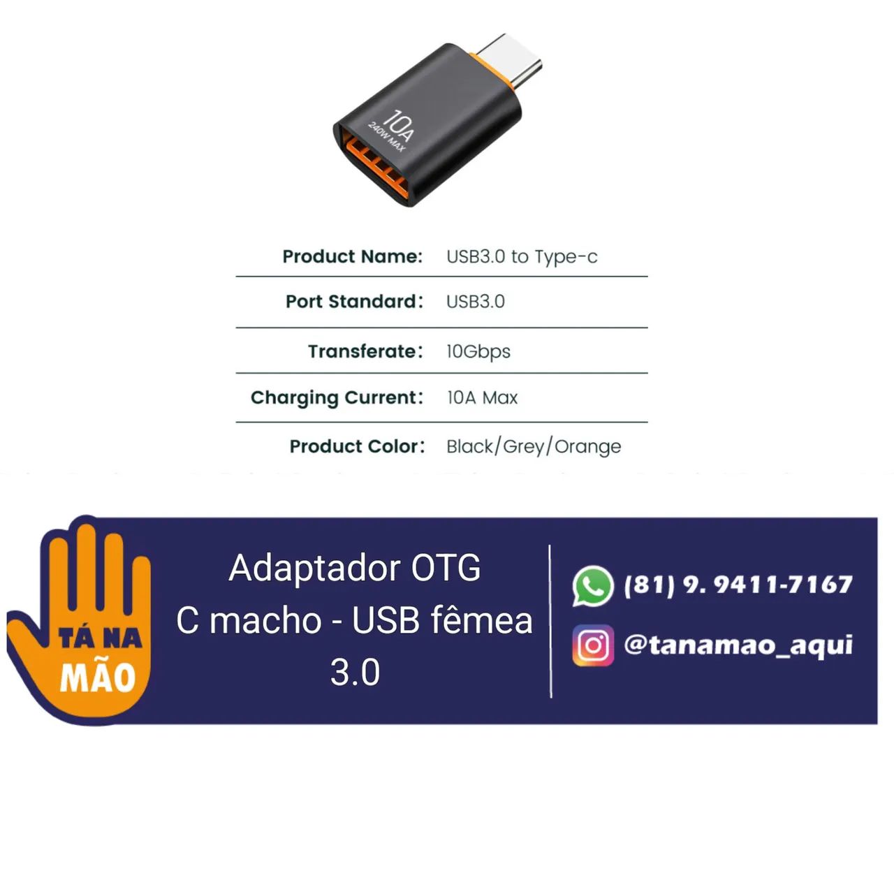 Adaptador OTG USB-C 3.0 10A - Foto 2