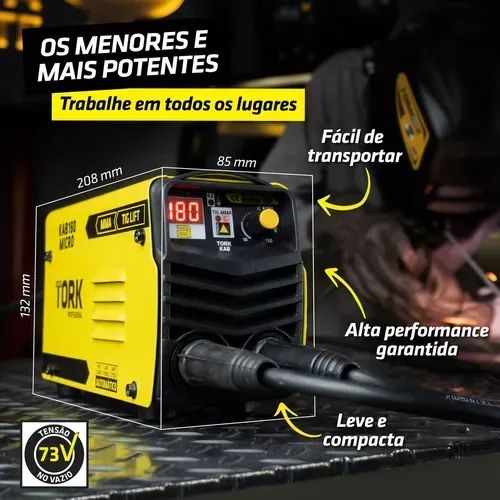 INVERSORA TORK MMA 180 AMPERES KAB 180 MICRO 220V-Tork - Foto 4