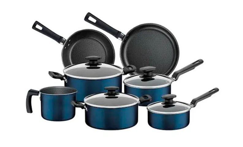 Conjunto Panelas Tramontina Azul Revestimento Antiaderente Starflon T1 - 07pcs    - Foto 2