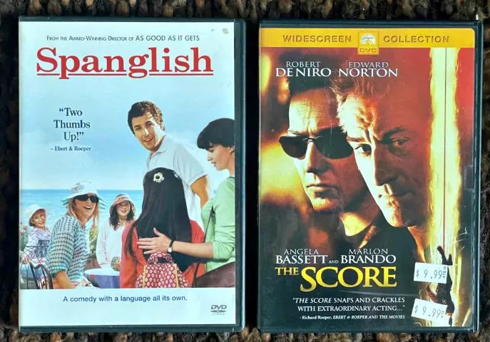 2 DVD SPANGLISH ESPANGLÊS ADAM SANDLER e THE SCORE A CARTADA FINAL ROBERT DENIRO IMPORTADO