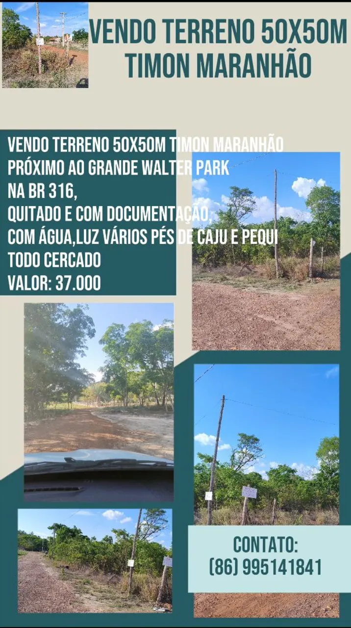 Vendo Terreno 50x50m em Timon Maranhão