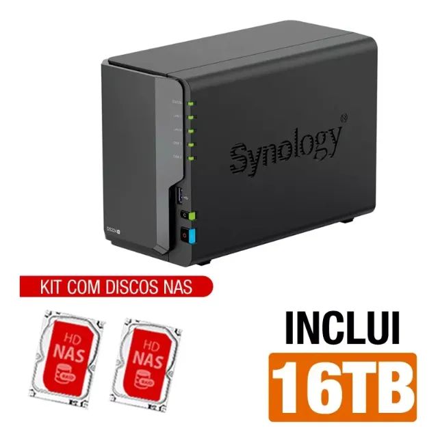 Servidor Nas Synology Ds224+ Com 2 Baias + 16tb - Aceito Troca Macbook