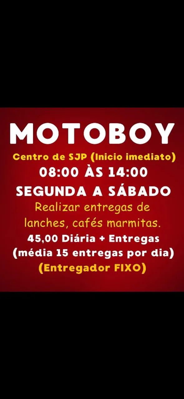 Vaga para entregador/Motoboy no centro SJP (fixo)<br>