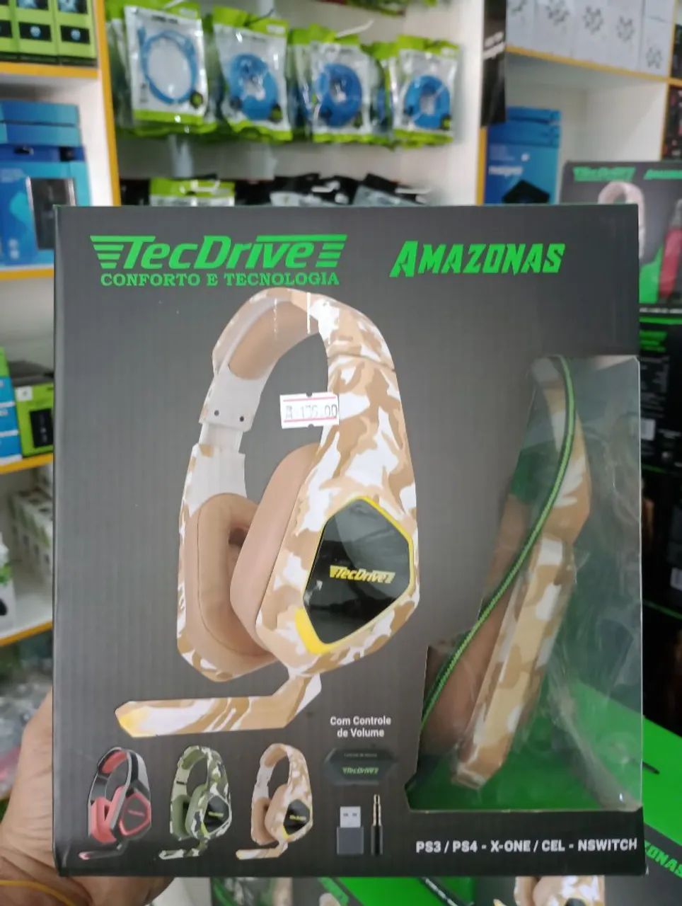 Headset Gamer TecDrive Amazonas Camuflado - PS3/PS4/Xbox One/Celular/Switch