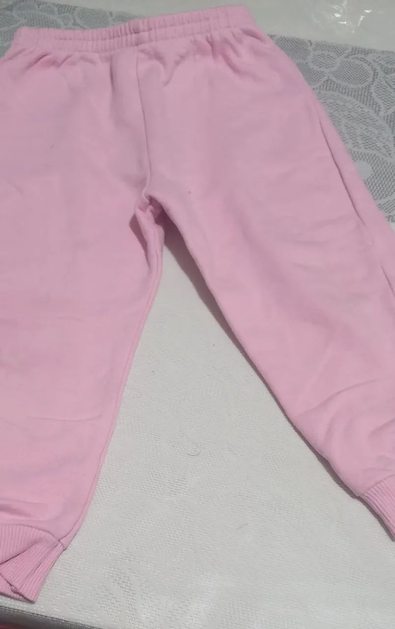 Calça Rosa de Moletom Infantil - Foto 3