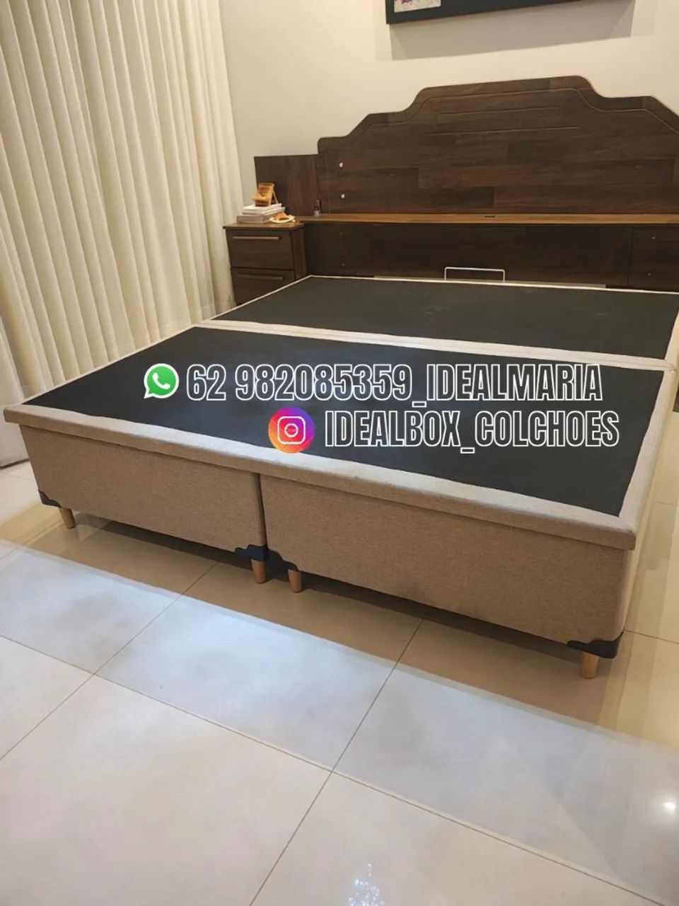BASE BOX BAÚ SUPER KING 193X203,  CHAPADO NA MADEIRA DE EUCALIPTO  - Foto 3