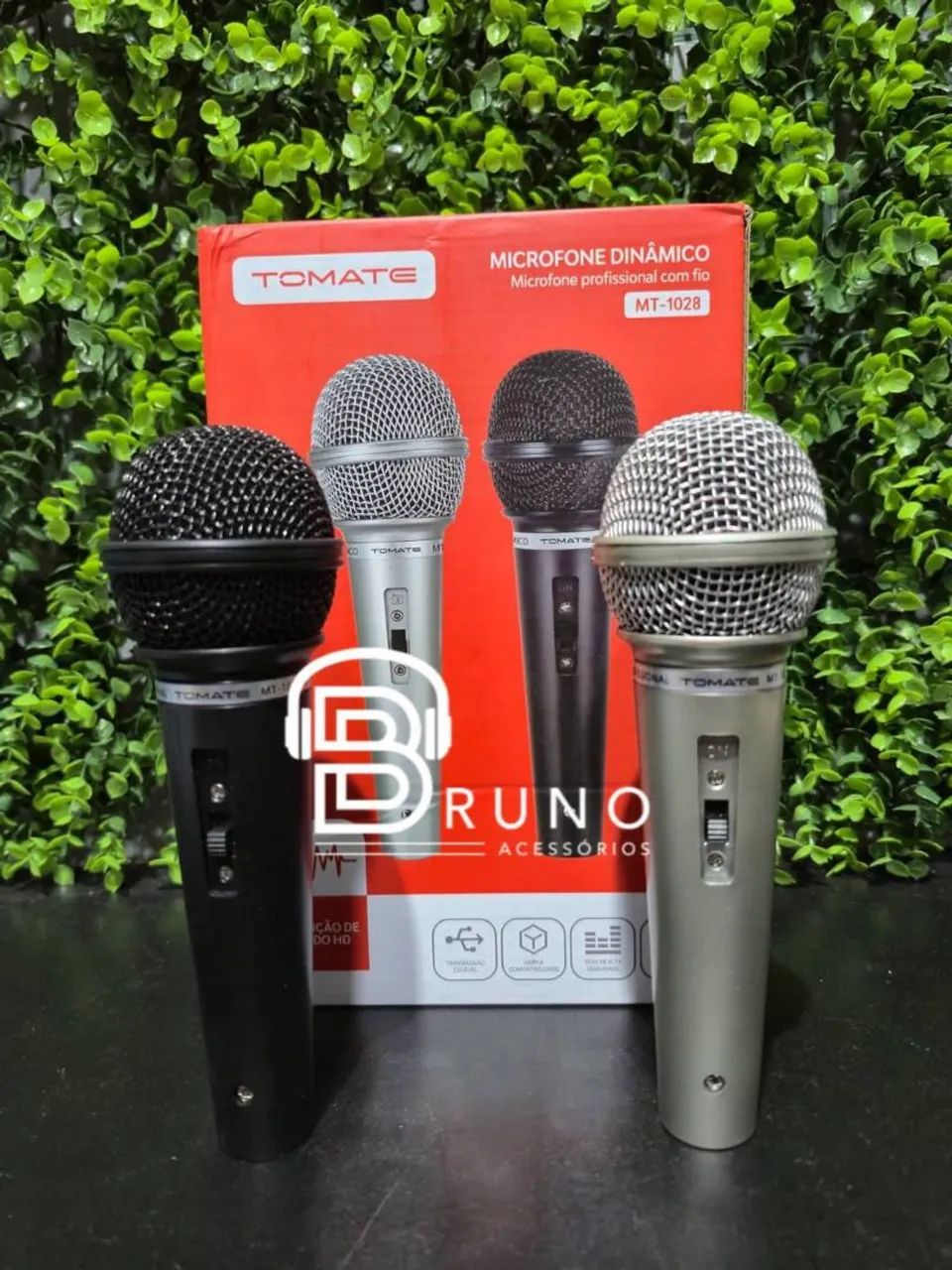 Microfone dinâmico profissional  duplo com fio