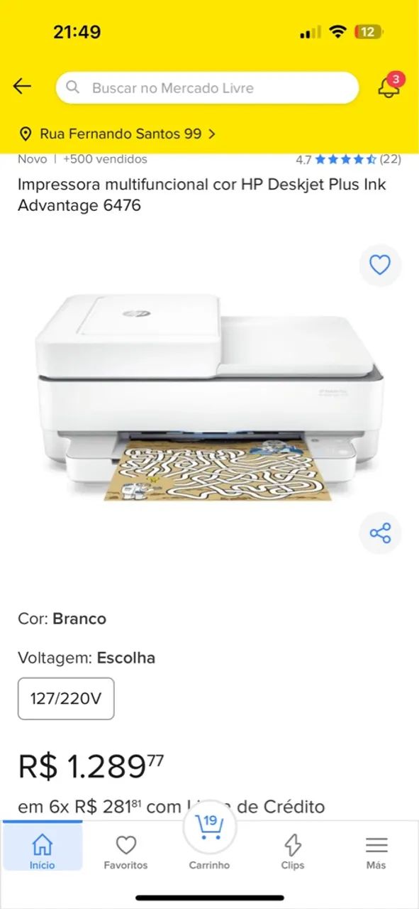 Impressora multifuncional cor HP Deskjet Plus Ink Advantage 6476 - Foto 5