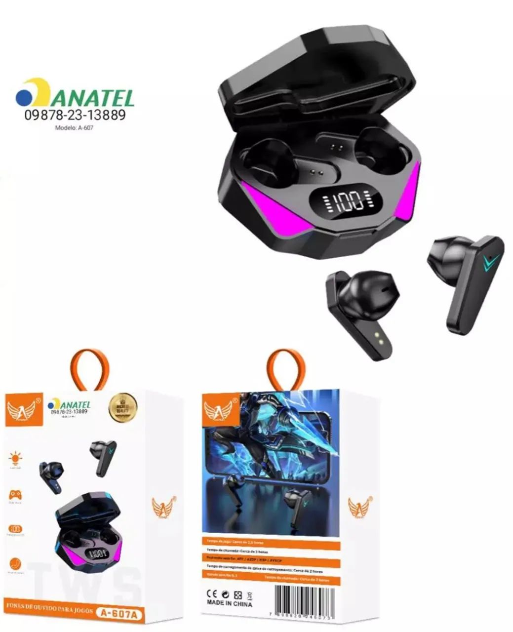 Fone de Ouvido TWS Gamer A-607A - Foto 3