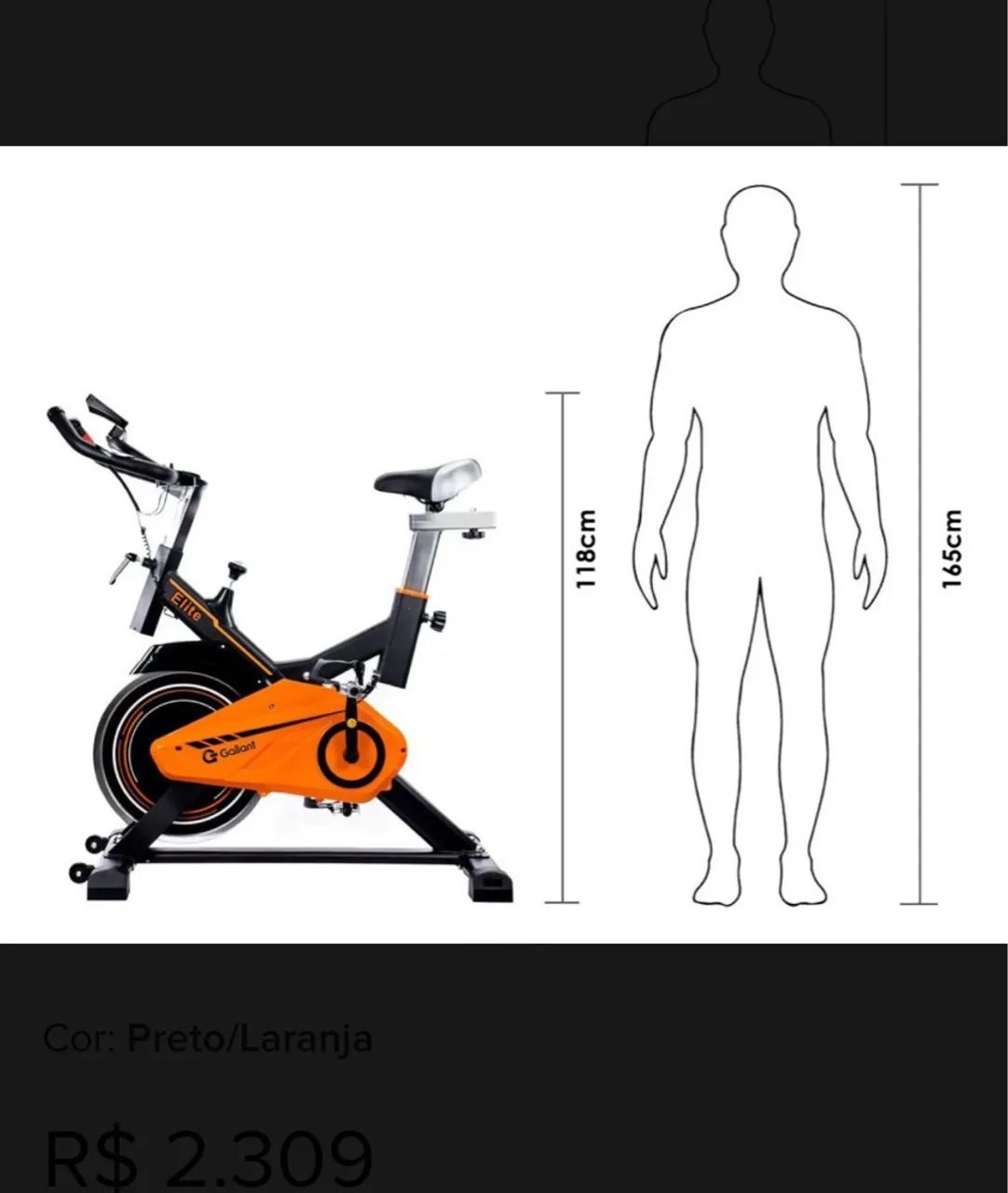 Bicicleta Ergométrica Elite Gallant - Preta/Laranja