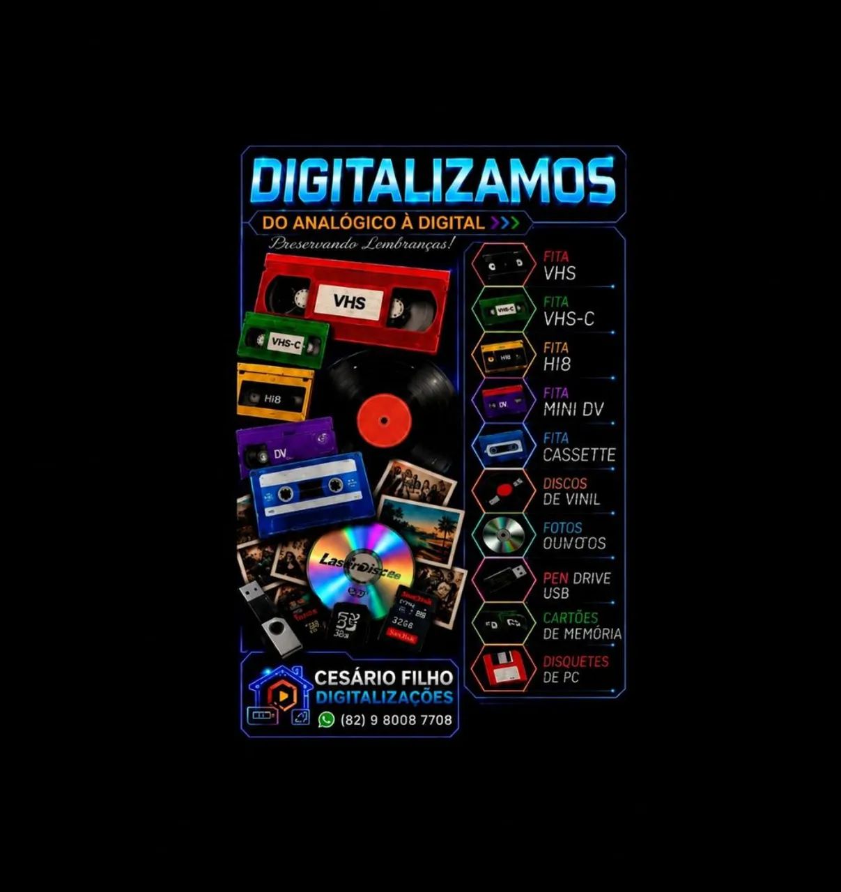 CONVERSÃO E DIGITALISAÇÃO PROFISSIONAL DE FITAS VHS. - Serviços